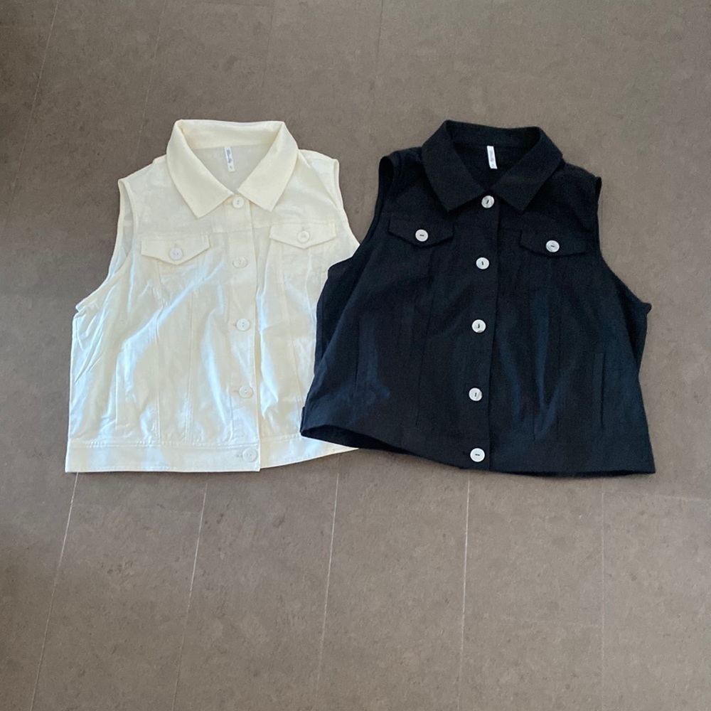 Blue sky clothing linen vests size large lot of 2